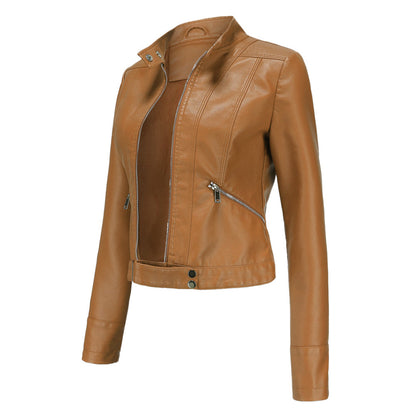 Stijlvolle dames leren jack in klassiek ontwerp - Marlene