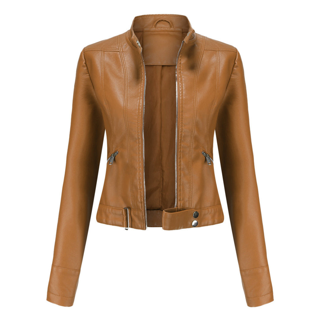Stijlvolle dames leren jack in klassiek ontwerp - Marlene