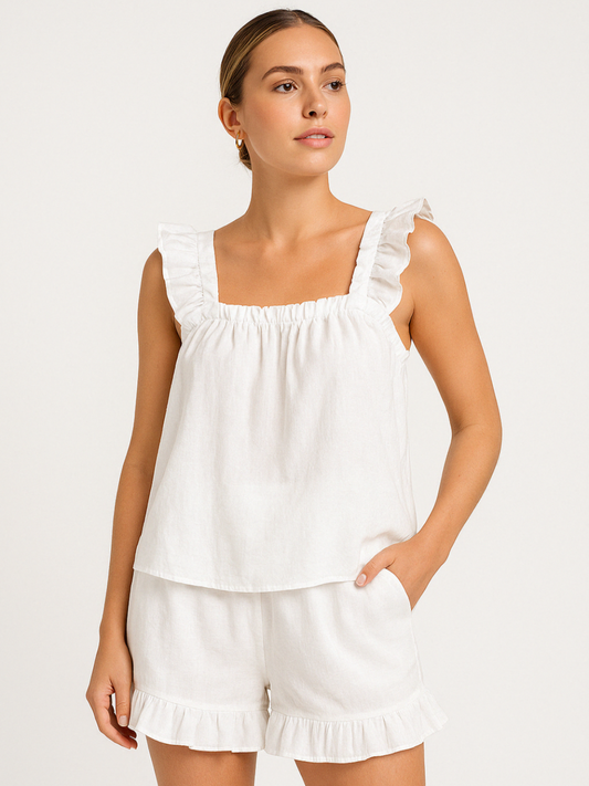 Tweedelige ruches pyjamaset voor de zomer – Nia