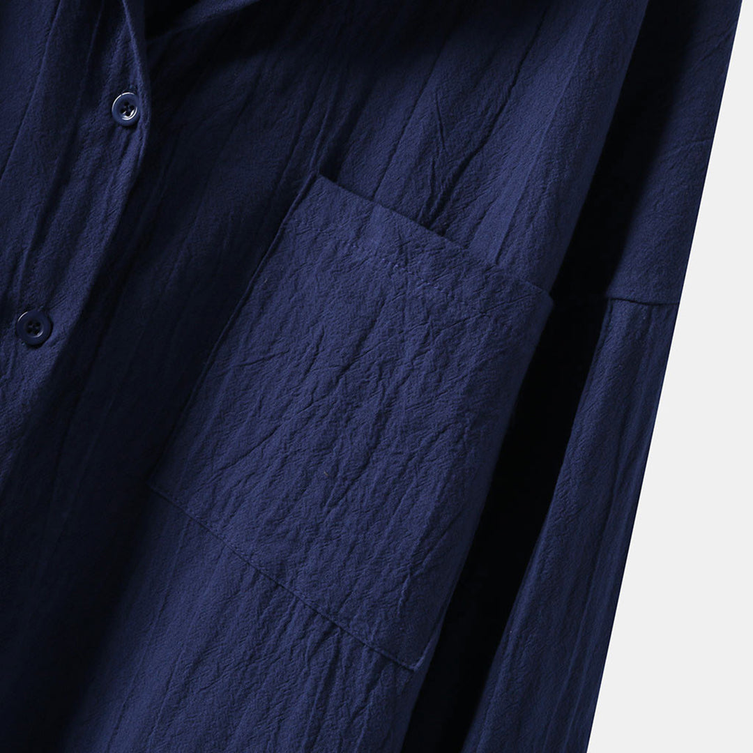 Luchtige Damesblouse met Lange Mouwen en Voorzakken – Selene