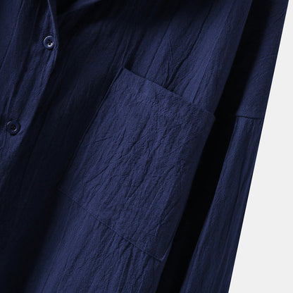 Luchtige Damesblouse met Lange Mouwen en Voorzakken – Selene