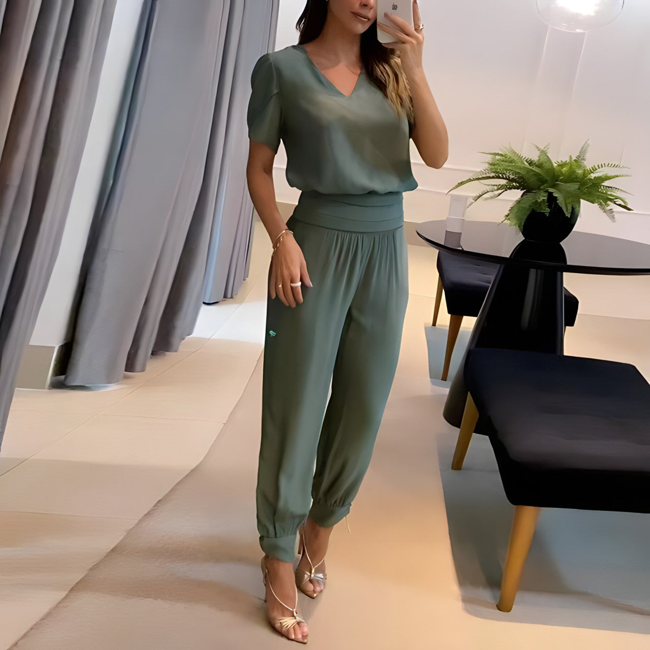 Modieuze blouse-set met broek – Comfort & stijl verenigd – Fabienne