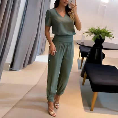 Modieuze blouse-set met broek – Comfort & stijl verenigd – Fabienne