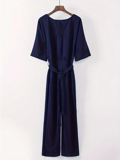 Dames-jumpsuit met strikceintuur – Selina Herfsteditie