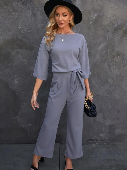 Dames-jumpsuit met strikceintuur – Selina Herfsteditie