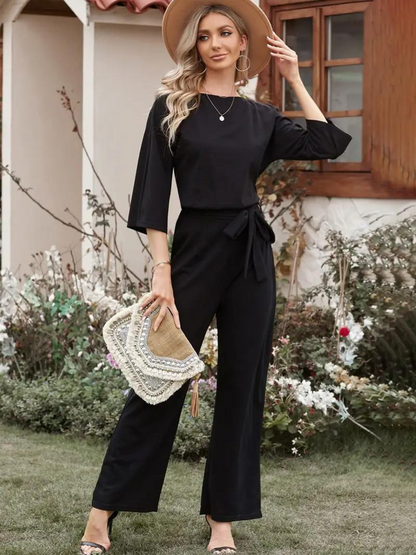 Dames-jumpsuit met strikceintuur – Selina Herfsteditie