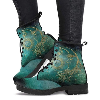 Dames Enkelboots met Herfstblad- en Maanmotief - Selene