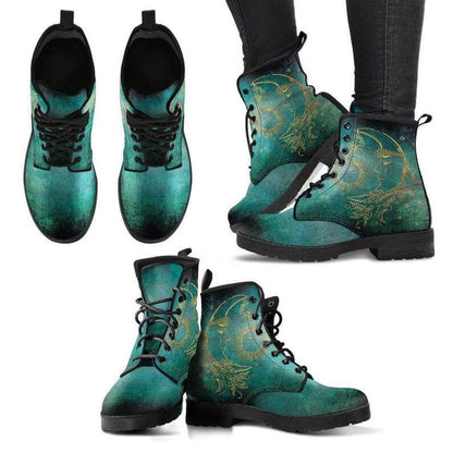 Dames Enkelboots met Herfstblad- en Maanmotief - Selene