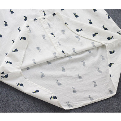 Speelse shirtjurk met konijnenprint en reverskraag - Elina