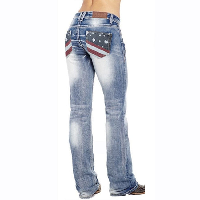Dames Bootcut Jeans met Vlag Details – Madison