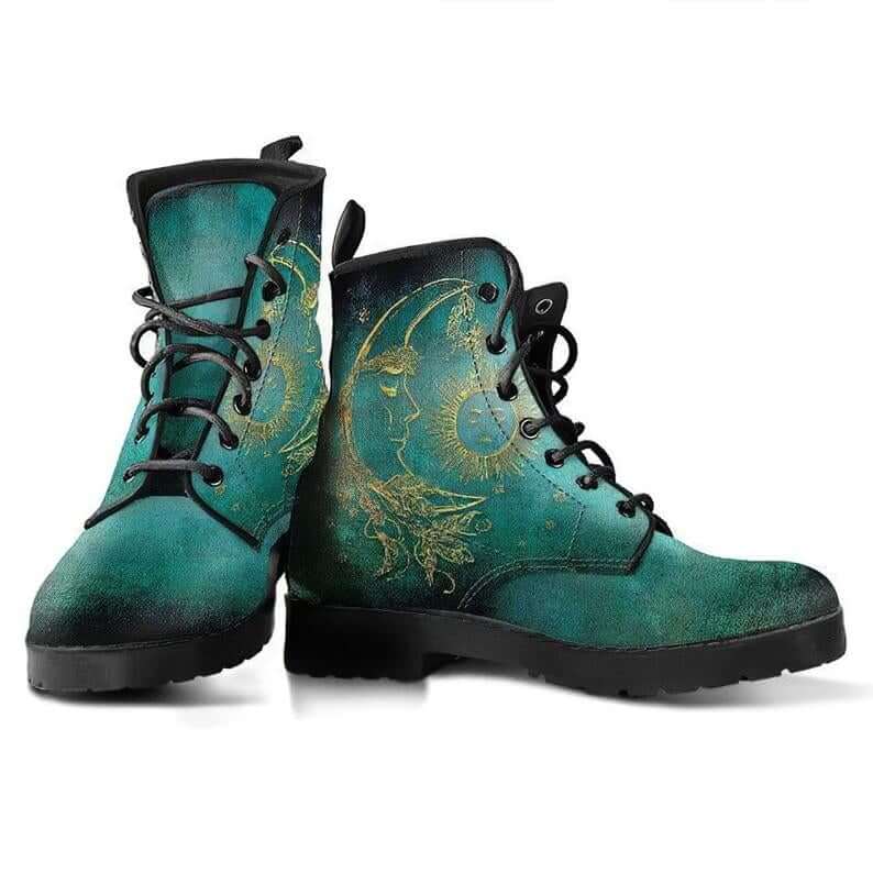 Dames Enkelboots met Herfstblad- en Maanmotief - Selene