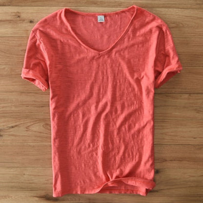 Heren V-hals Linnen Shirt - Luca