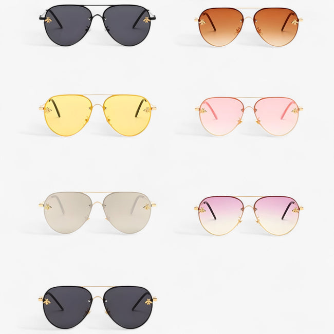 Vintage Piloten Zonnebril met Bijendetail – Halcyon