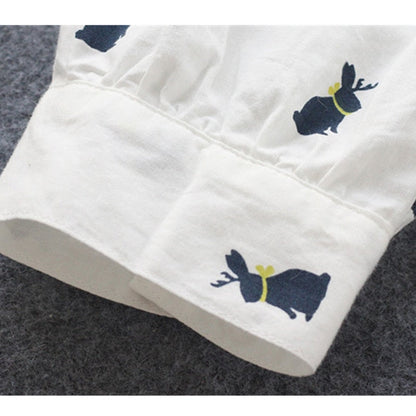 Speelse shirtjurk met konijnenprint en reverskraag - Elina