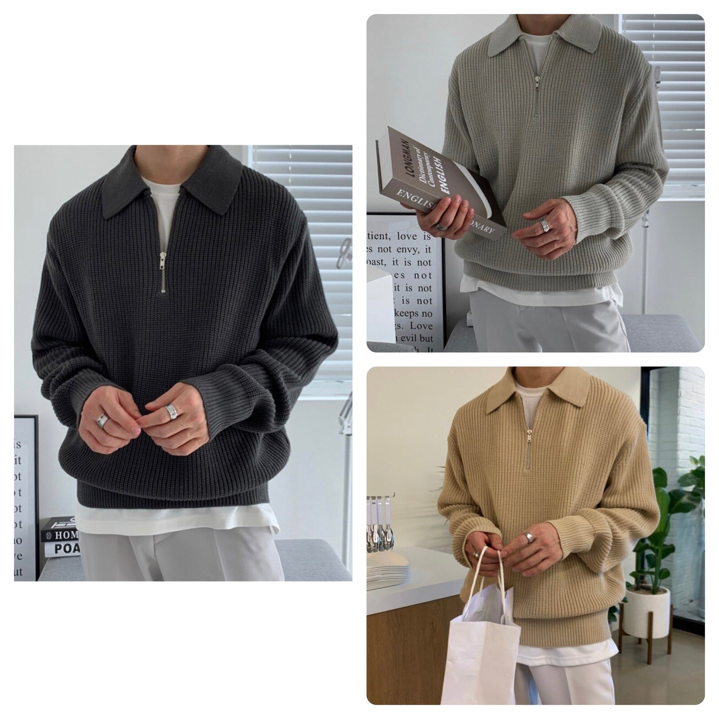 Heren sweatshirt met ritskraag – Jonas