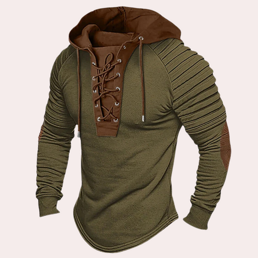 Heren Sweatshirt met Vetersluiting en Capuchon – Eliano