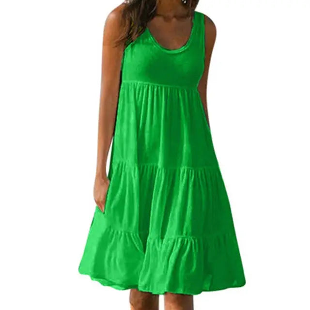 Trendy mouwloze mini jurk met ronde hals - Amelie
