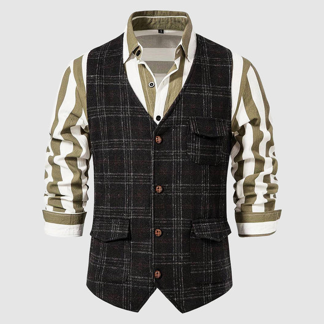 Vintage Heren Gilet met Ruitpatroon – Henri