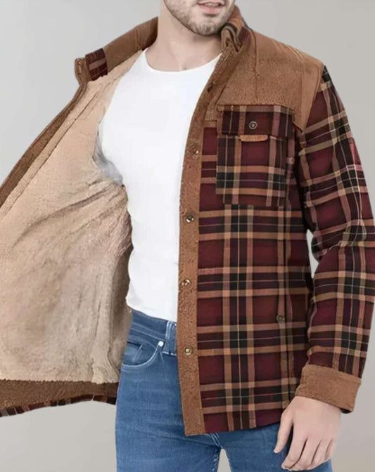 Gevoerde flanellen heren jas met fleece – FlanelStijl