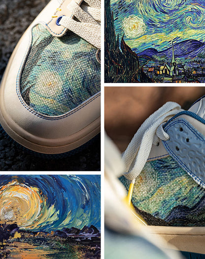 Artistieke uniseks sneakers met sterrennacht-design en comfortabele zool - Lior