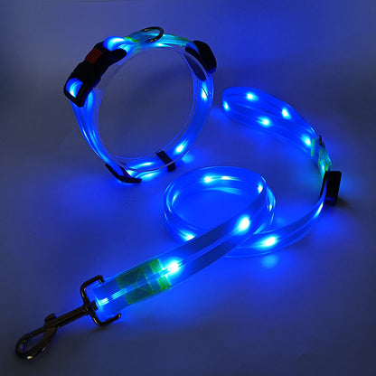 Lichtgevende LED Honden Halsband met Riem - NightBright