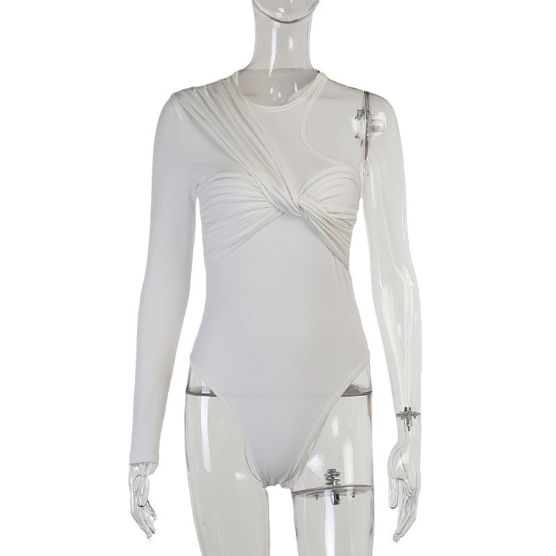 Stijlvolle dames lange mouwen bodysuit met drapeer-effect en figuuraccentuerend ontwerp – Mira