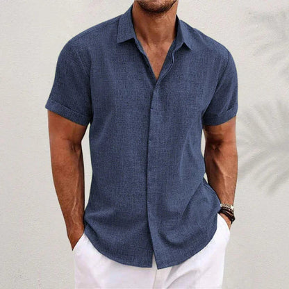 Luchtig herenlinnen shirt met korte mouwen - Matteo