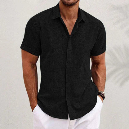 Luchtig herenlinnen shirt met korte mouwen - Matteo