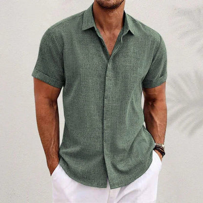Luchtig herenlinnen shirt met korte mouwen - Matteo