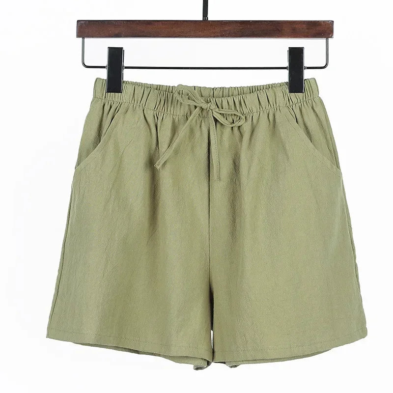 Luchtige Linnen Damesshorts met Hoge Taille en Sportieve Pasvorm – Fenja
