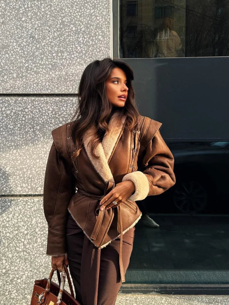 Dames Bontgevoerde Leren Jas – Selma