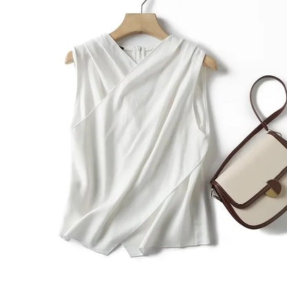Witte Luchtige & Stijlvolle Mouwloze Linnen Damesblouse - Amira