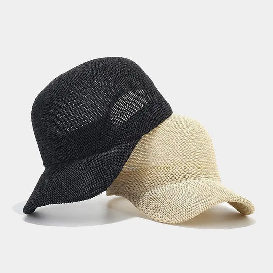 Trendy gevlochten pet met brede rand - SunWeave Style