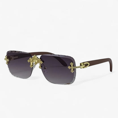 Randloze Steampunk Zonnebril met Metalen Accenten – Nirex