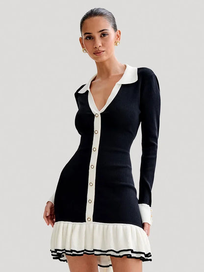 Gebreide Mini Jurk met Rugdecolleté en Bandage Ontwerp – Amira