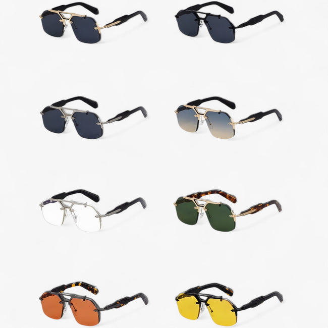 Randloze Oversized Zonnebril met Metalen Accenten – Vexor