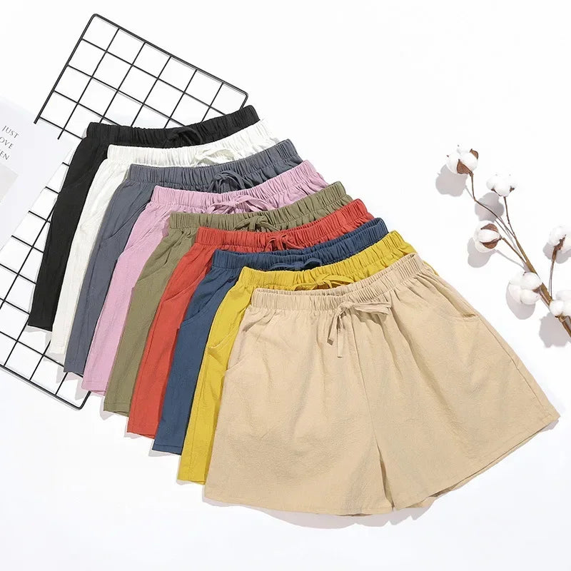 Luchtige Linnen Damesshorts met Hoge Taille en Sportieve Pasvorm – Fenja