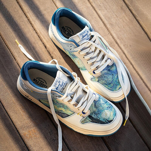 Artistieke uniseks sneakers met sterrennacht-design en comfortabele zool - Lior