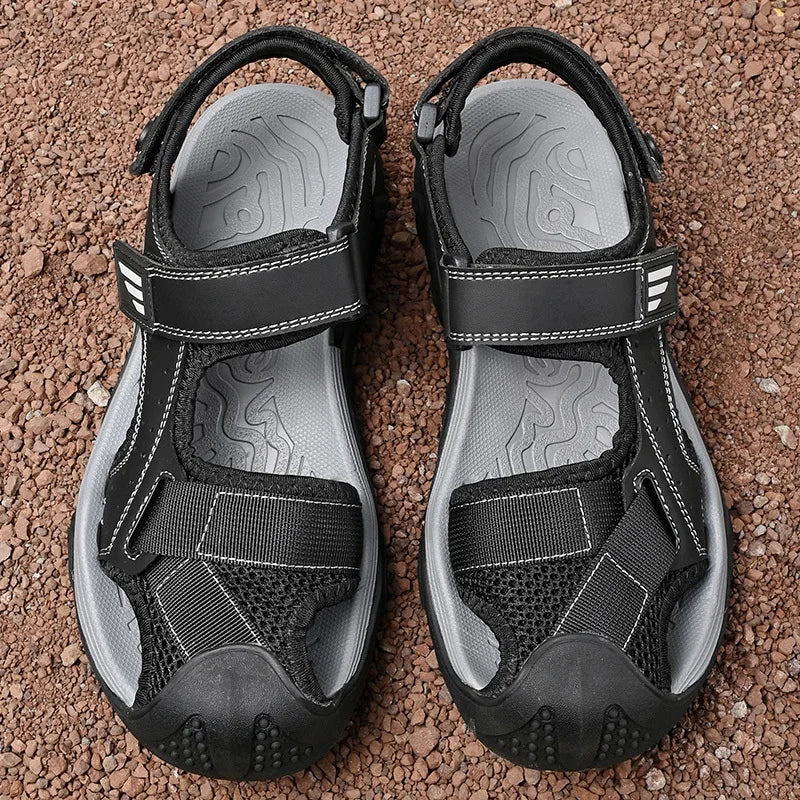 Comfortabele antislip leren sandalen voor heren – Ideaal voor senioren