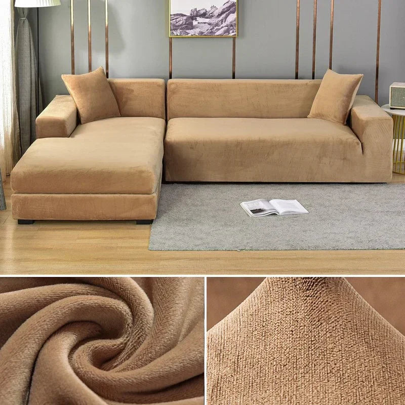 Stretch Fluwelen Bankhoes met Luxe Afwerking – Sofina