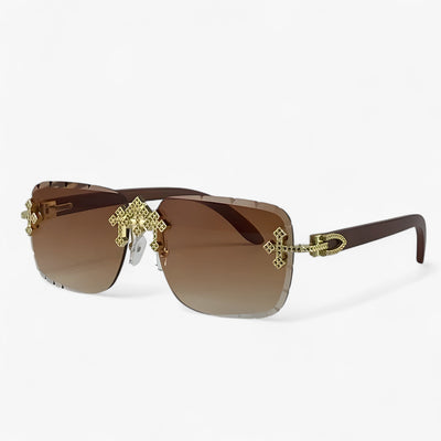 Randloze Steampunk Zonnebril met Metalen Accenten – Nirex