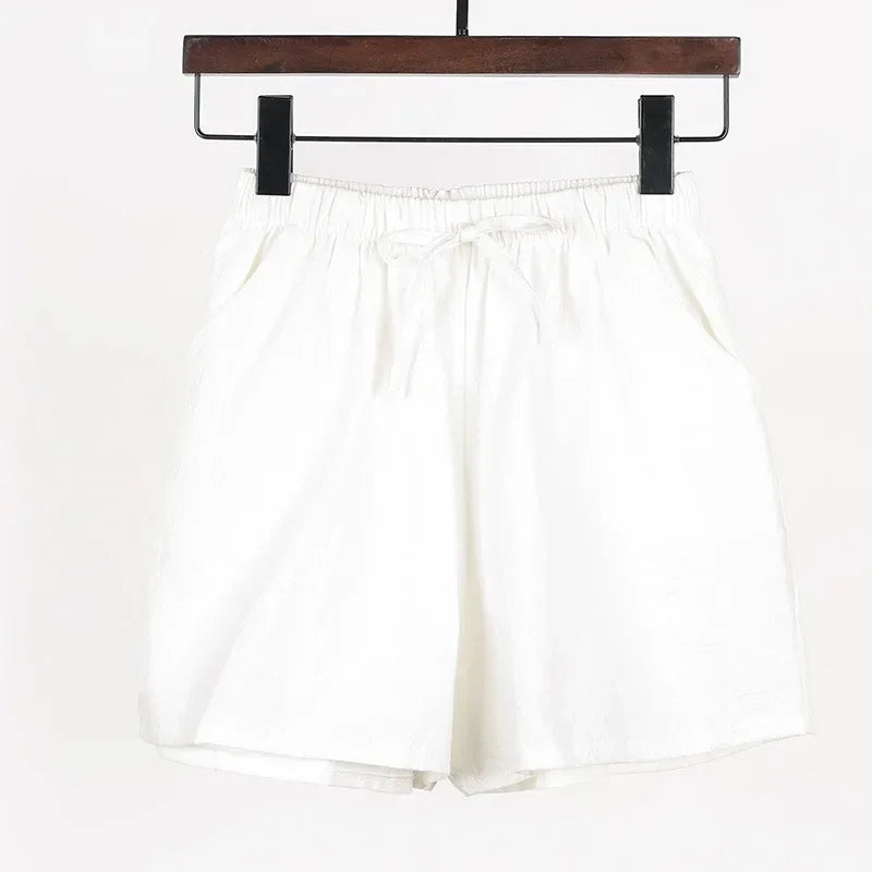 Luchtige Linnen Damesshorts met Hoge Taille en Sportieve Pasvorm – Fenja