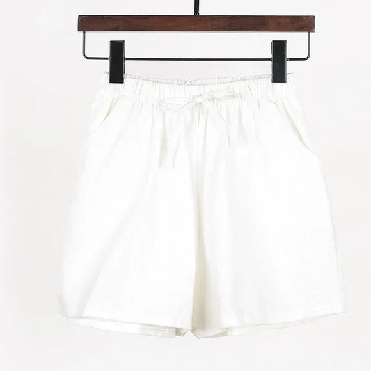 Luchtige Linnen Damesshorts met Hoge Taille en Sportieve Pasvorm – Fenja