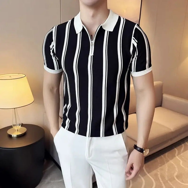 Heren Korte Mouwen Polo met Rits - Silvano