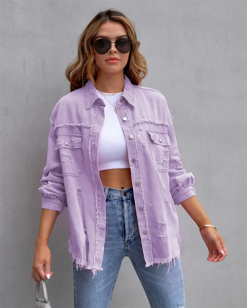 Boho dames spijkerjack met Ibiza-flair & slim fit voor voorjaar/zomer – Yara