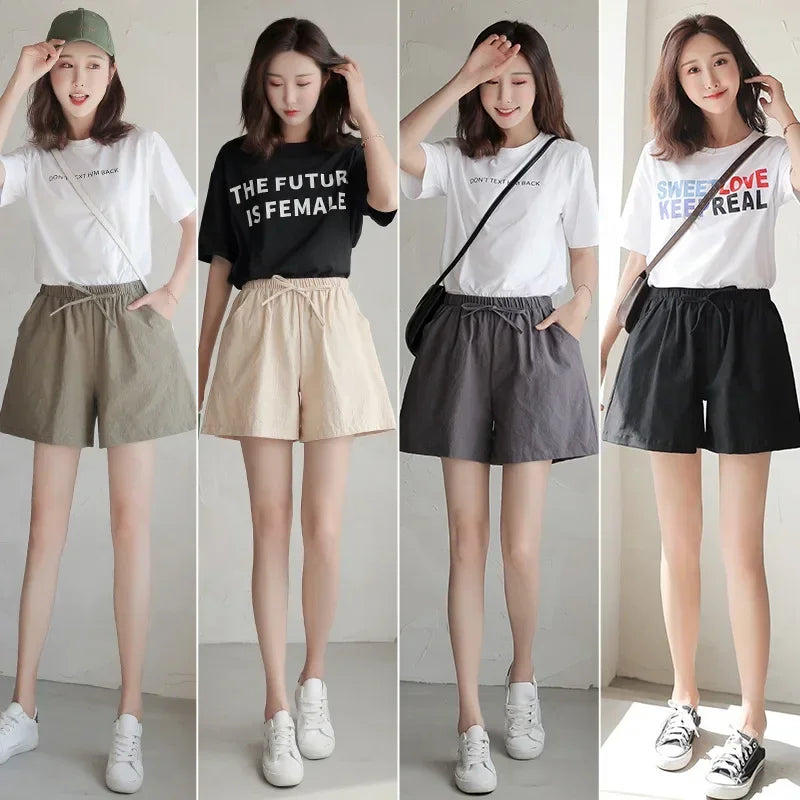 Luchtige Linnen Damesshorts met Hoge Taille en Sportieve Pasvorm – Fenja