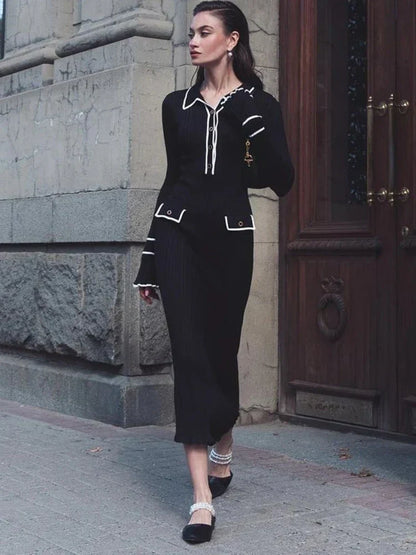 Tricot Maxi Jurk met Hoge Taille & Ruches – Isolde