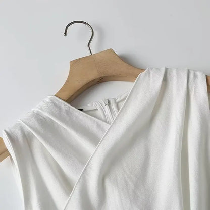 Witte Luchtige & Stijlvolle Mouwloze Linnen Damesblouse - Amira
