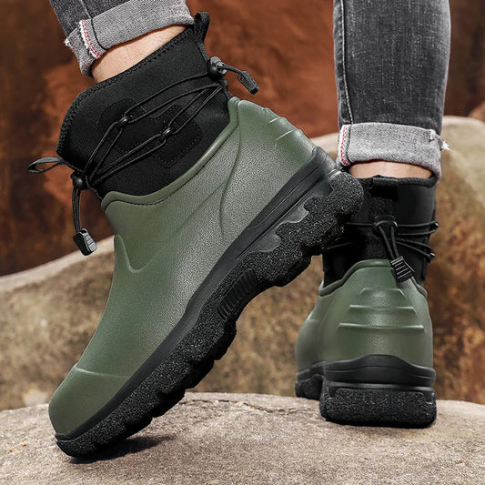 Waterproof heren regenlaarzen met enkelband & profielzool - Darius