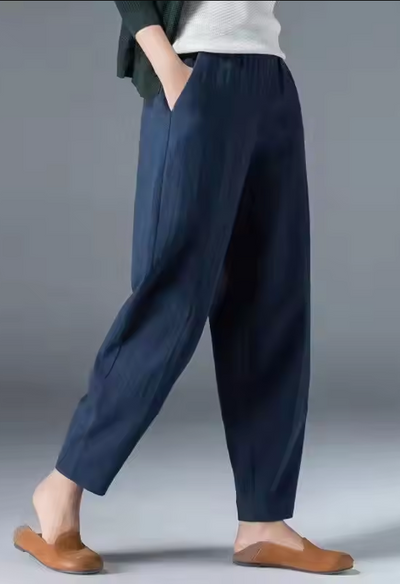 Dames zomerbroek van linnen-katoenmengsel met elastische tailleband – Clara